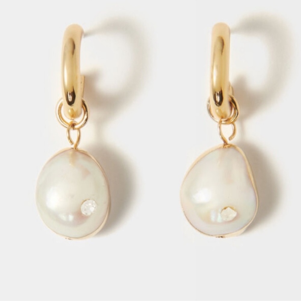 Brand new condition Maje Gold and Pearl Hoop Earrings